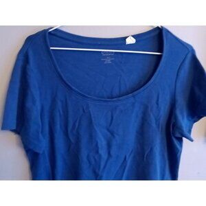 Chico's 2 True Colors Tee Blue Short Sleeve  Cotton Spandex  V-Neck